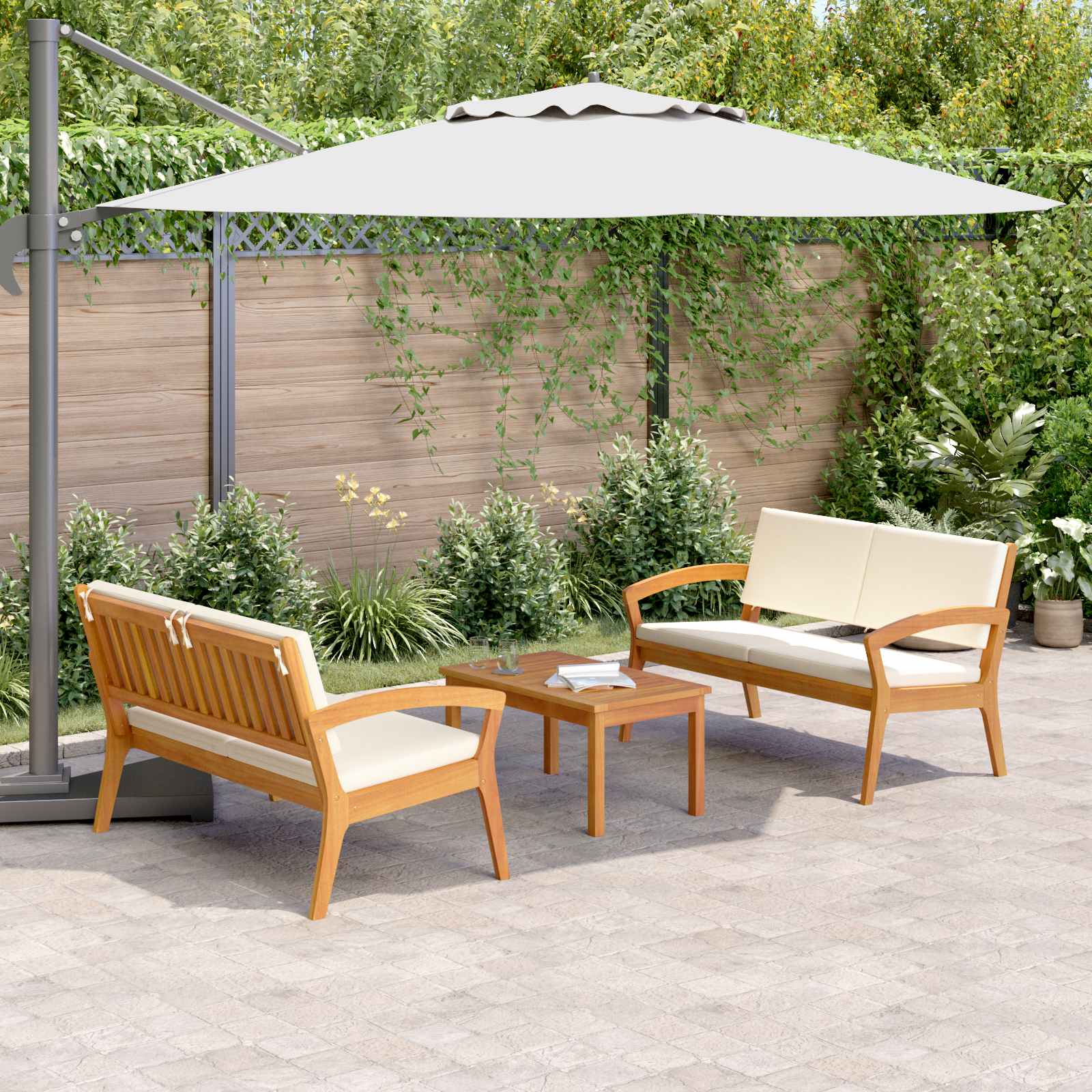 Conjunto bistro con cojín 3 pcs Marrón Poliéster