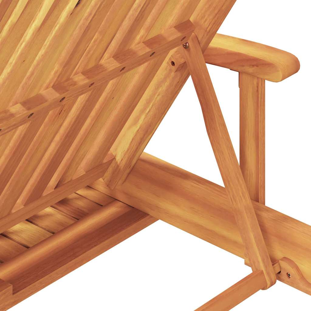 Tumbona 2 pcs Beige 200 x 67 x 84 cm Madera de Acacia Sólida