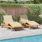 Tumbona 2 pcs Beige 200 x 67 x 84 cm Madera de Acacia Sólida