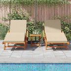 Tumbona 2 pcs Beige 200 x 67 x 84 cm Madera de Acacia Sólida