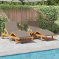 Tumbona 2 pcs Beige 200 x 67 x 84 cm Madera de Acacia Sólida