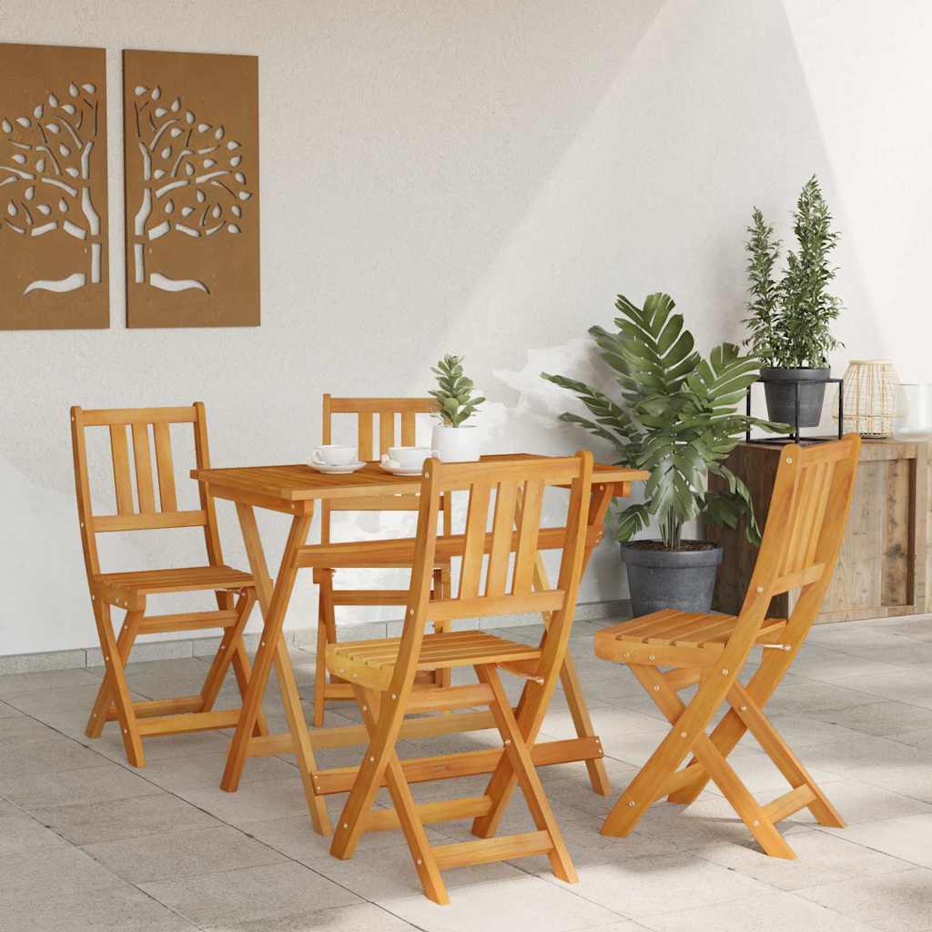 Juego Bistro de Jardín 5 pcs Marrón Madera de Acacia Sólida