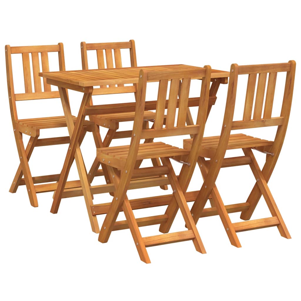 Juego Bistro de Jardín 5 pcs Marrón Madera de Acacia Sólida