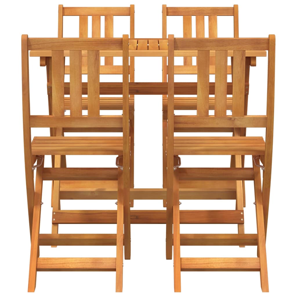 Juego Bistro de Jardín 5 pcs Marrón Madera de Acacia Sólida