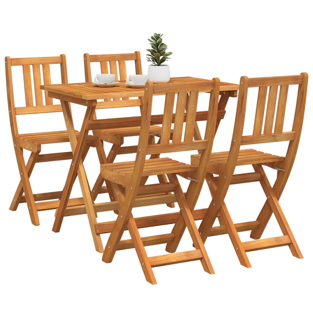 Juego Bistro de Jardín 5 pcs Marrón Madera de Acacia Sólida