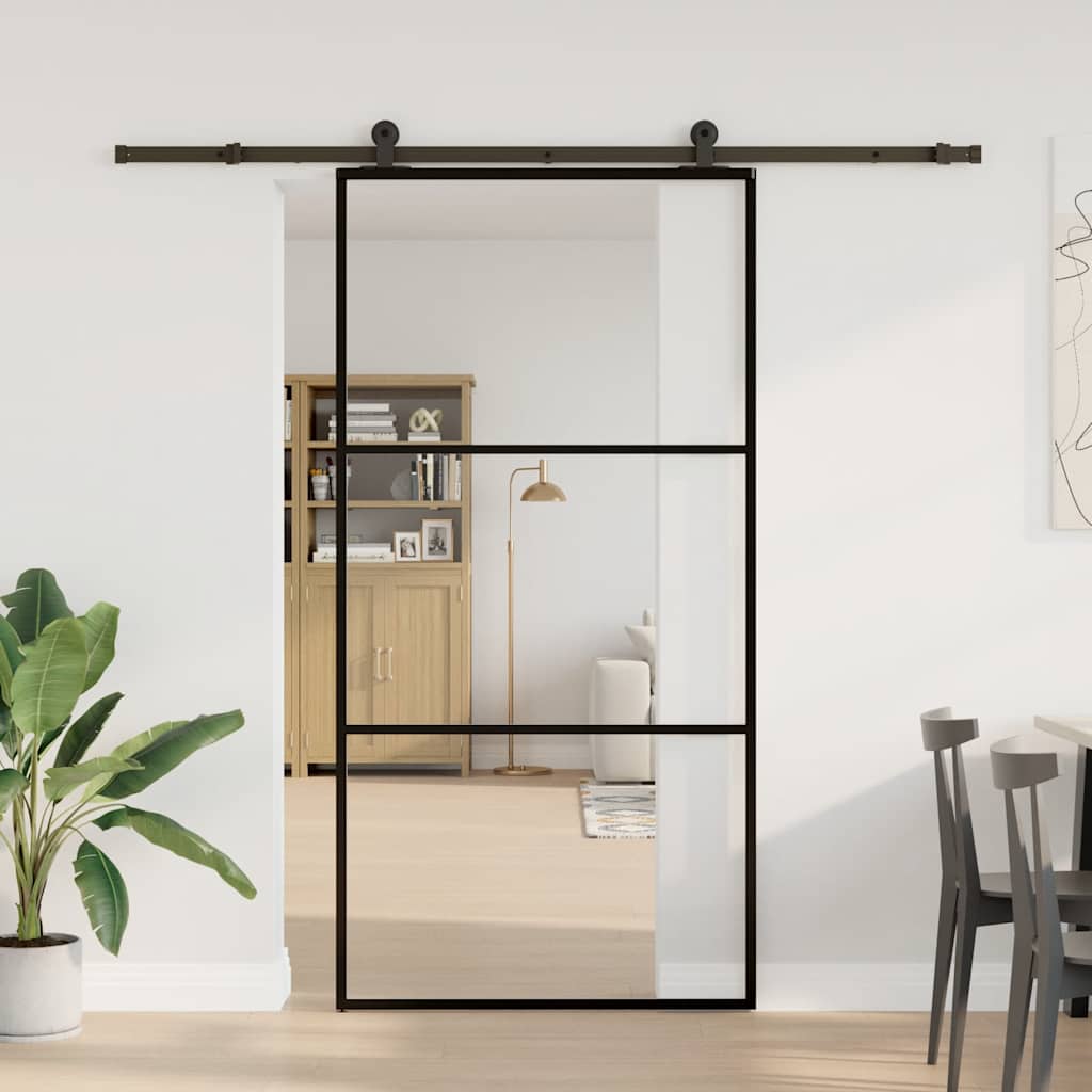 Puerta corredera con herrajes 102x205 cm ESG vidrio y aluminio