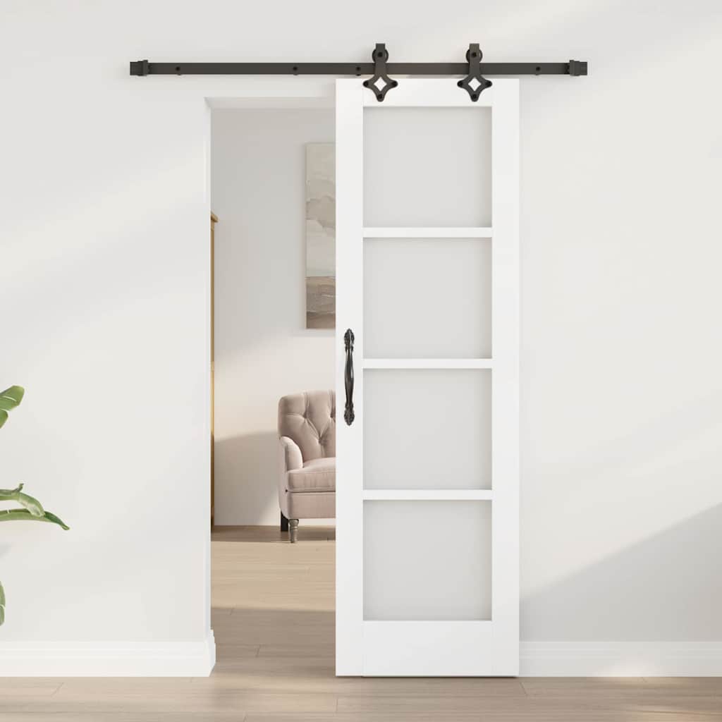 Puerta Corredera 61 x 198,5 cm Madera de pino maciza y vidrio