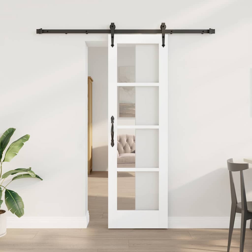 Puerta Corredera 61 x 198,5 cm Madera de pino maciza y vidrio