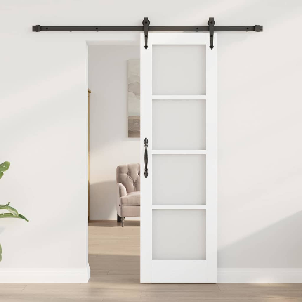 Puerta Corredera 61 x 198,5 cm Madera de pino maciza y vidrio