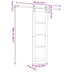Puerta Corredera 61 x 198,5 cm Madera de pino maciza y vidrio