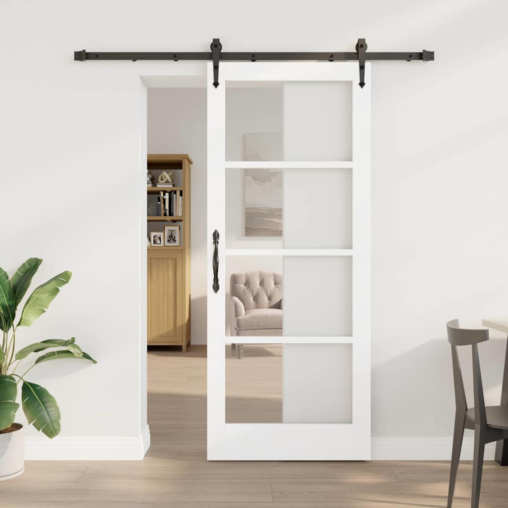 Sliding Door 61 x 198.5 cm Solid Pine Wood and Glass