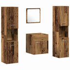 Juego de muebles de baño con puerta 4 pcs Madera envejecida