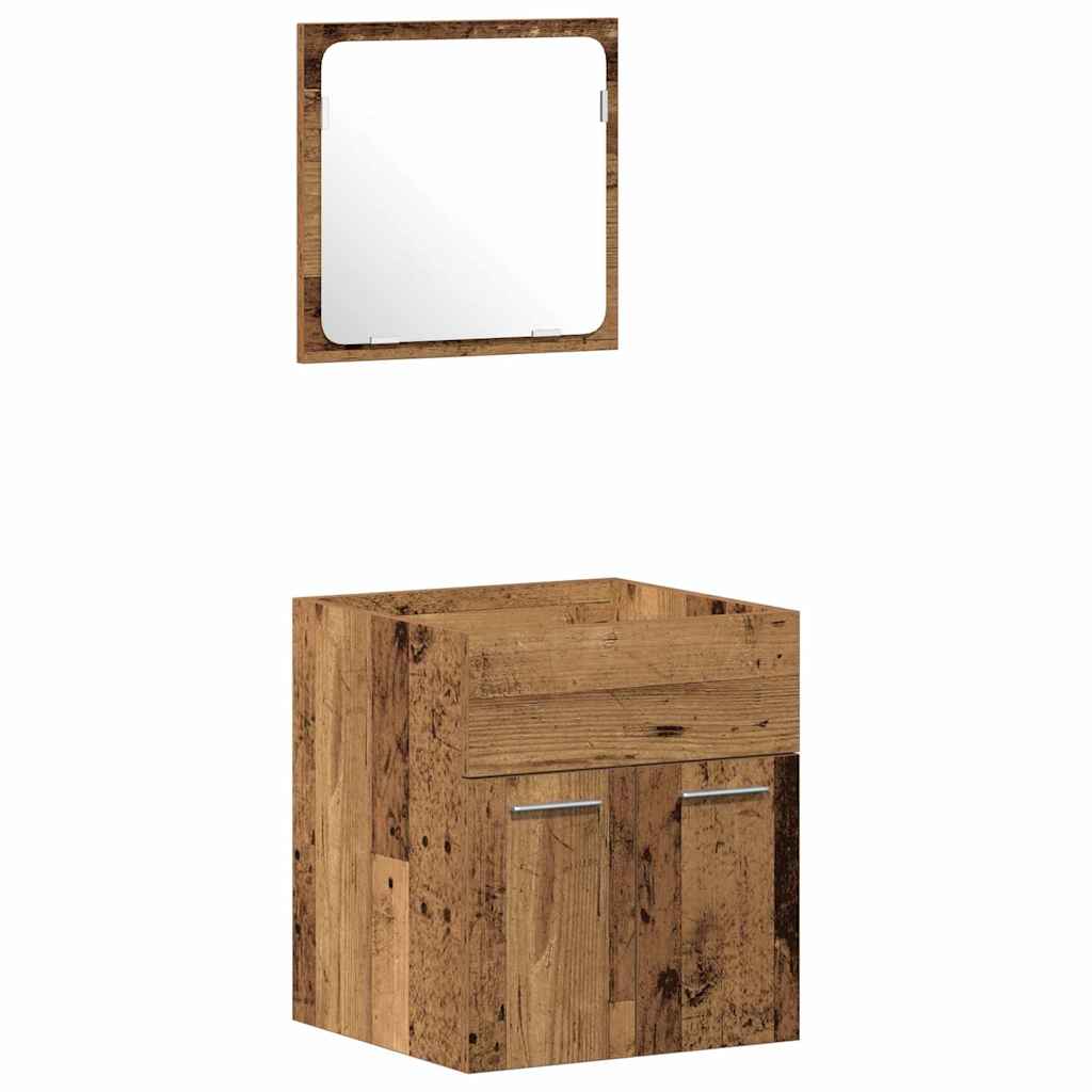 Juego de muebles de baño con puerta 4 pcs Madera envejecida