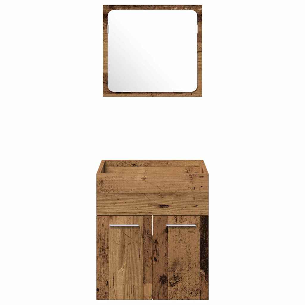 Juego de muebles de baño con puerta 4 pcs Madera envejecida
