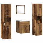 Juego de muebles de baño con puerta 4 pcs Madera envejecida