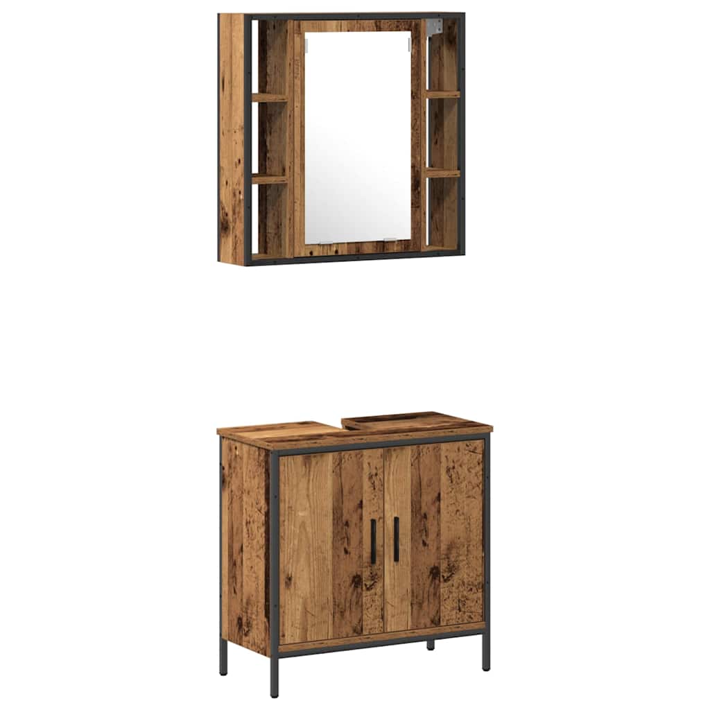 Juego de muebles de baño 2 pcs Marrón Madera contrachapada