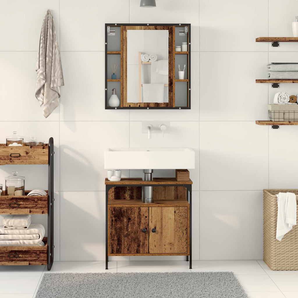 Juego de muebles de baño 2 pcs Marrón Madera contrachapada