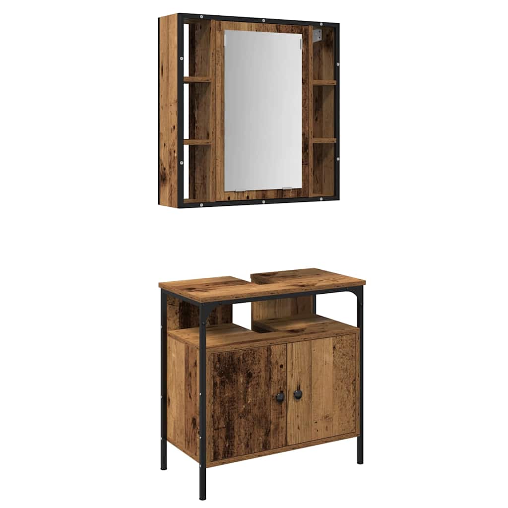 Juego de muebles de baño 2 pcs Marrón Madera contrachapada