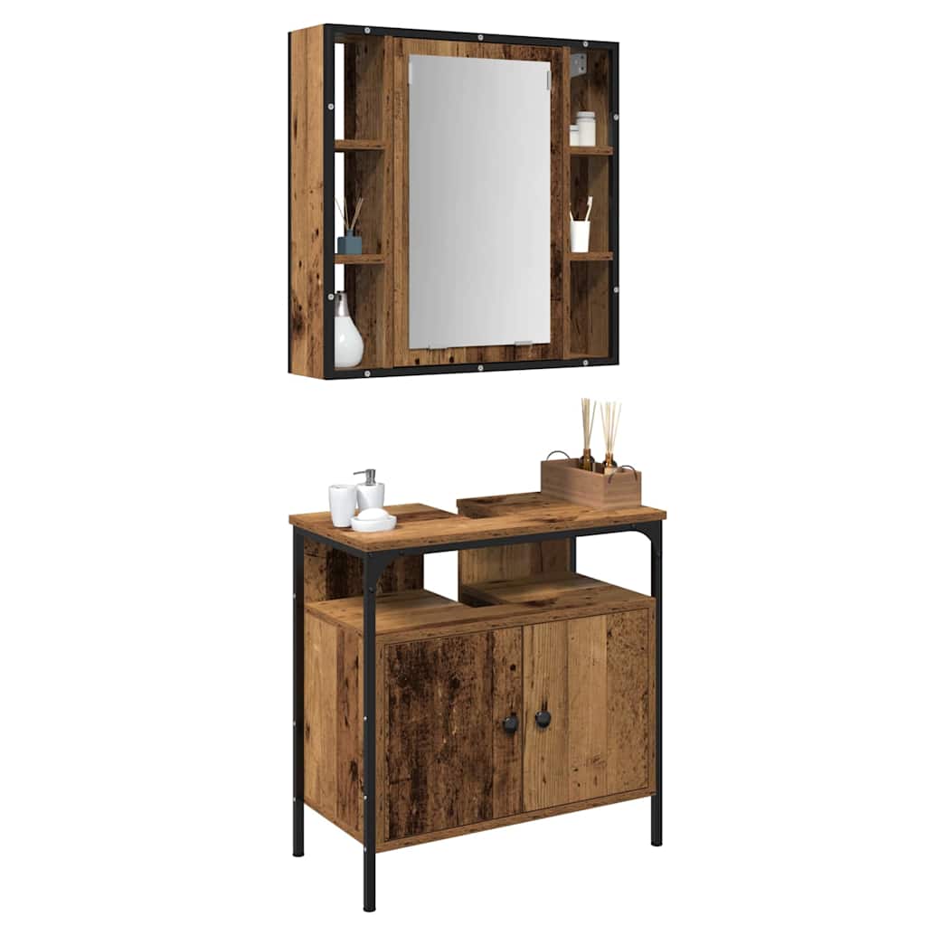 Juego de muebles de baño 2 pcs Marrón Madera contrachapada