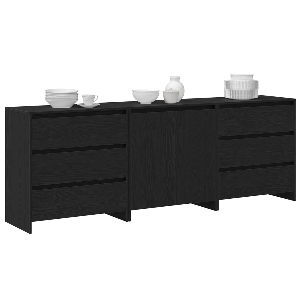 Aparador 3 pcs Negro 70 x 41 x 75 cm Madera de ingeniería