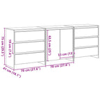 Aparador 3 pcs Negro 70 x 41 x 75 cm Madera de ingeniería