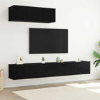Conjunto de mueble de TV 3 pcs Roble Negro Madera de ingeniería