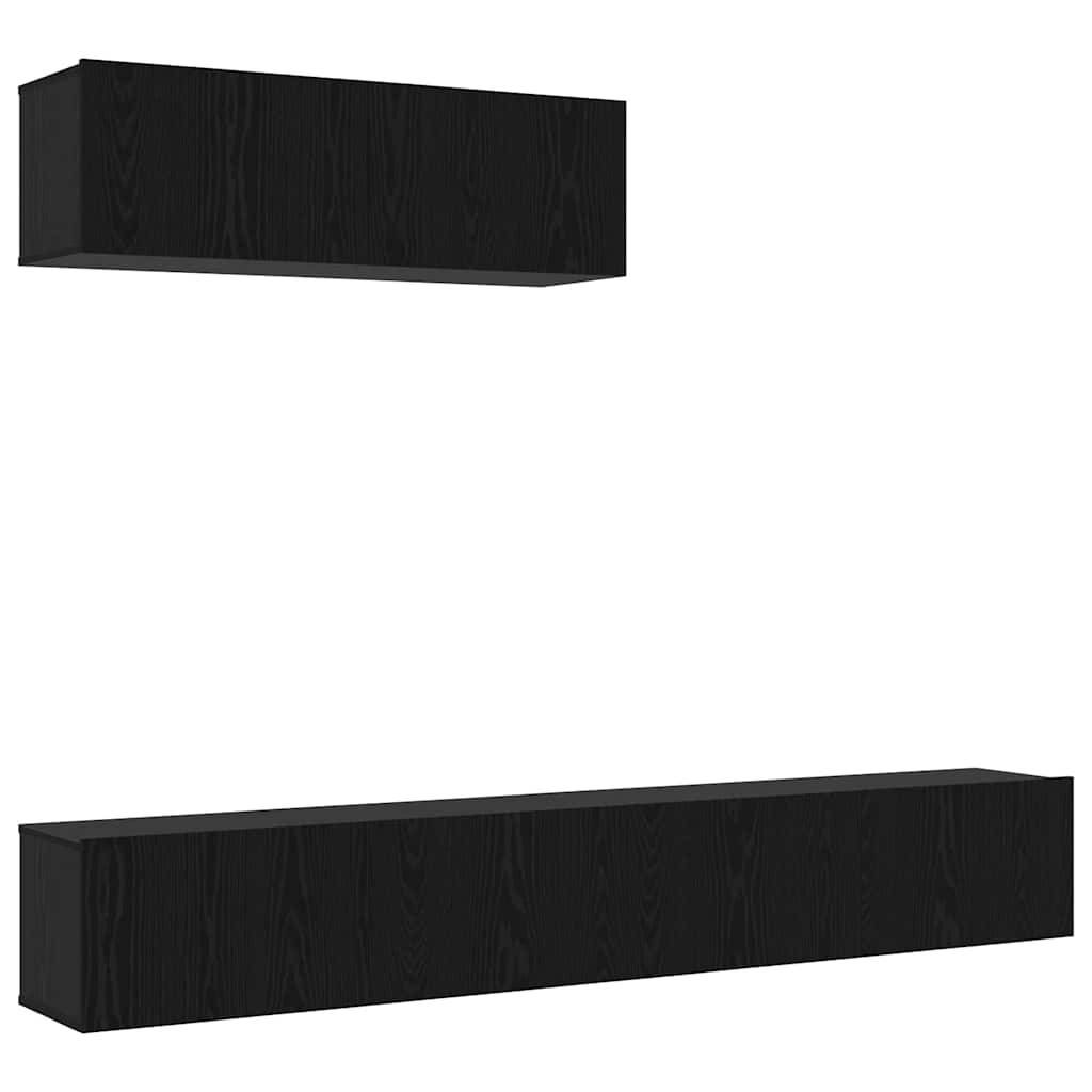 Conjunto de mueble de TV 3 pcs Roble Negro Madera de ingeniería