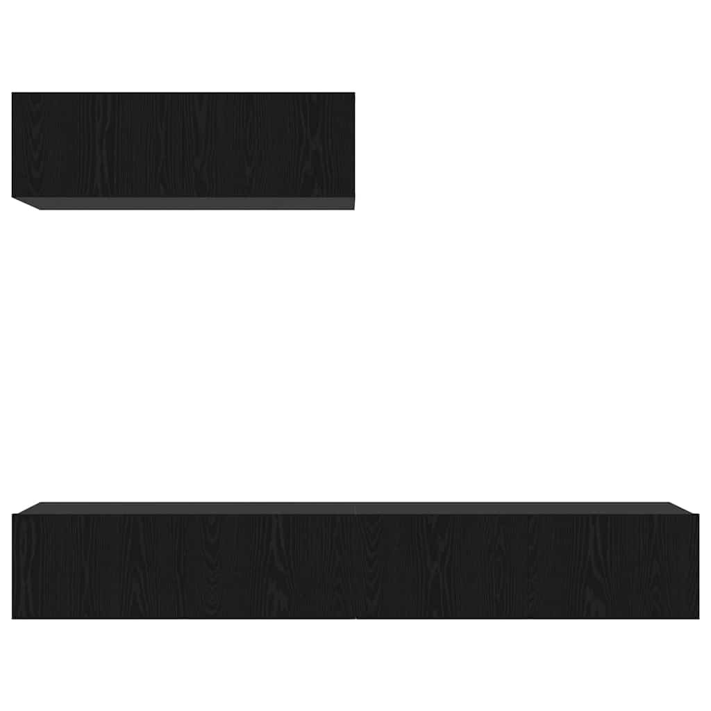 Conjunto de mueble de TV 3 pcs Roble Negro Madera de ingeniería