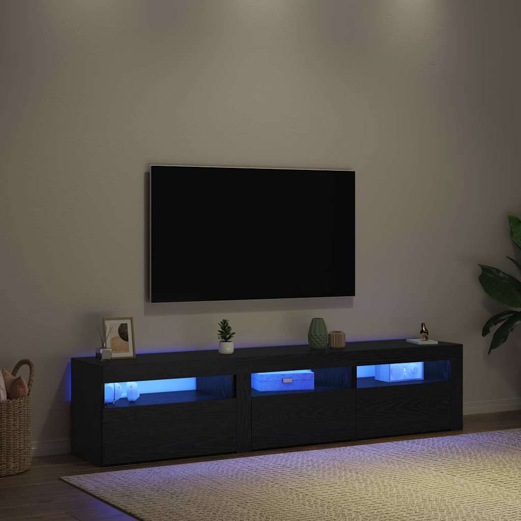 Gabinete de TV 2 pcs Roble Negro 180 x 35 x 40 cm