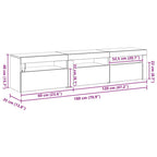 Gabinete de TV 2 pcs Roble Negro 180 x 35 x 40 cm