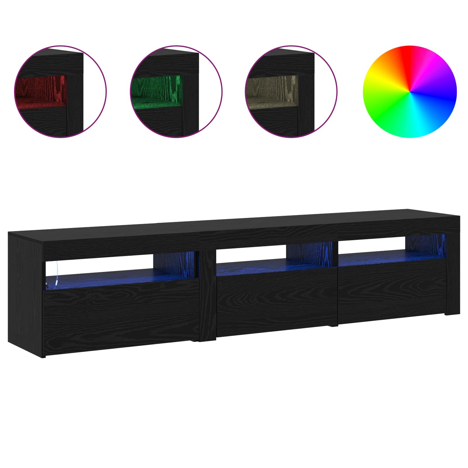 Gabinete de TV 2 pcs Roble Negro 180 x 35 x 40 cm