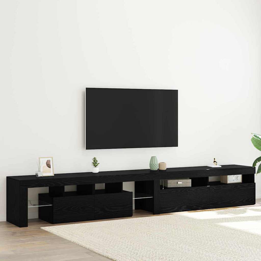 Gabinete de TV con LED 2 pcs Roble Negro 230 x 36,5 x 40 cm
