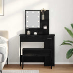 Juego de mesa de tocador LED con cajón 2 pcs Roble Negro