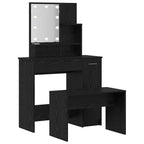 Juego de mesa de tocador LED con cajón 2 pcs Roble Negro
