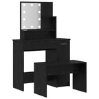 Juego de mesa de tocador LED con cajón 2 pcs Roble Negro
