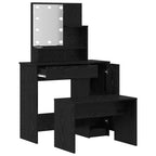 Juego de mesa de tocador LED con cajón 2 pcs Roble Negro