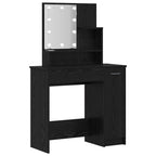 Juego de mesa de tocador LED con cajón 2 pcs Roble Negro