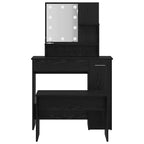 Juego de mesa de tocador LED con cajón 2 pcs Roble Negro