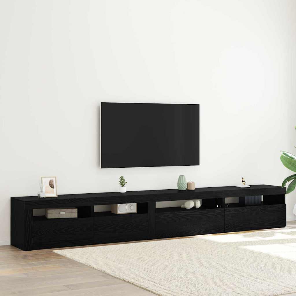 Conjunto de mueble de TV 3 pcs Roble Negro 240 x 35 x 40 cm