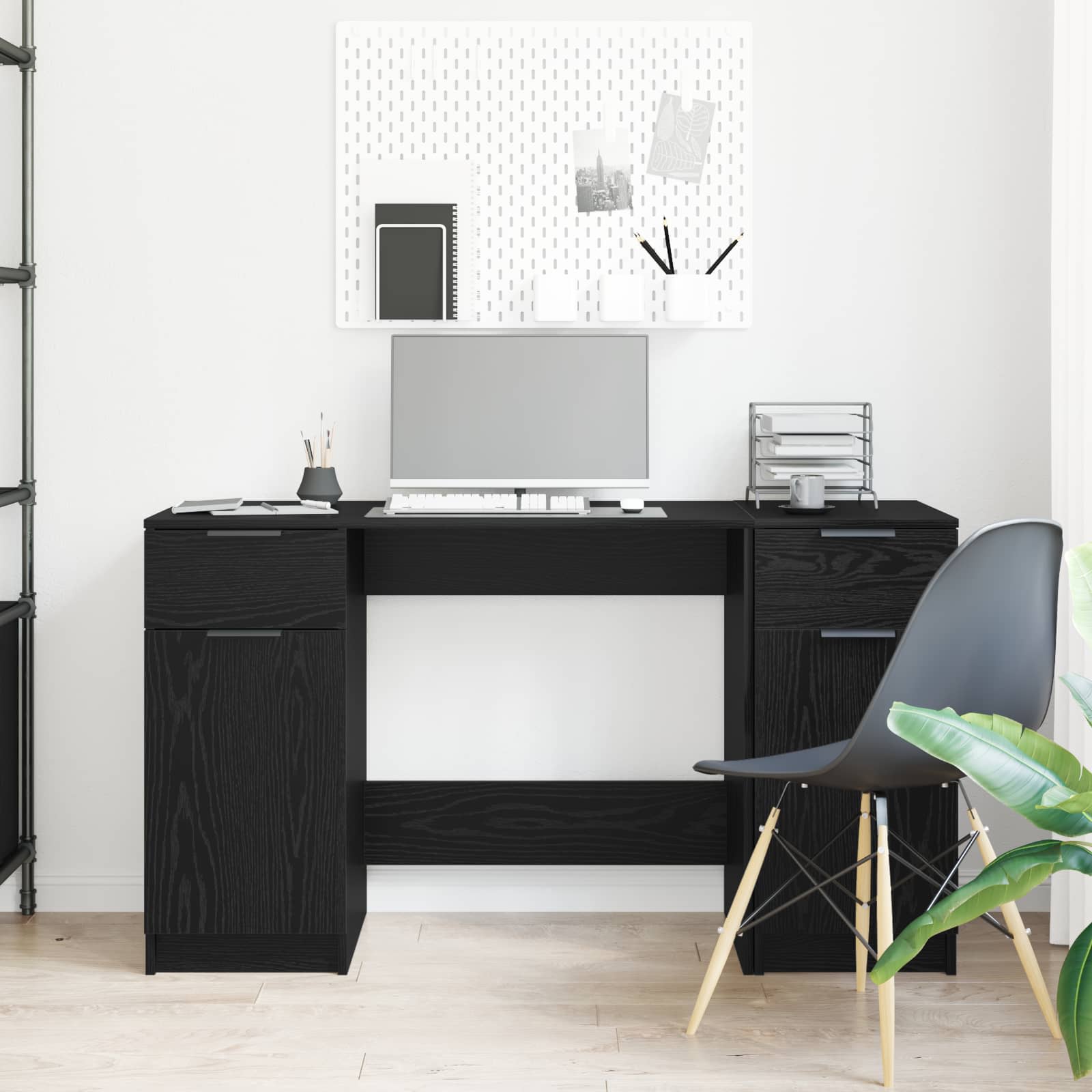 Escritorio Roble Negro 133 x 50 x 75 cm Madera de ingeniería