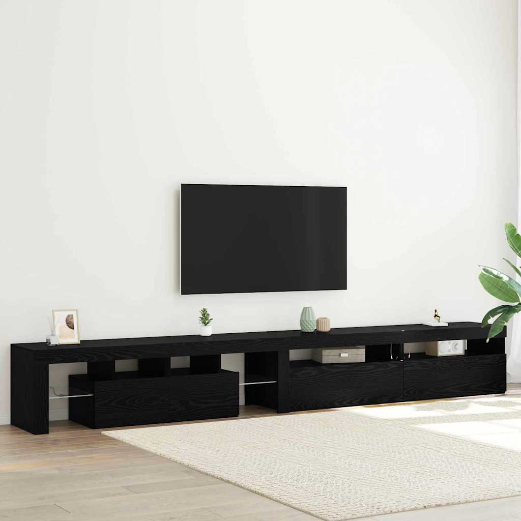 Gabinete de TV con LED 2 pcs Roble Negro 230 x 36,5 x 40 cm