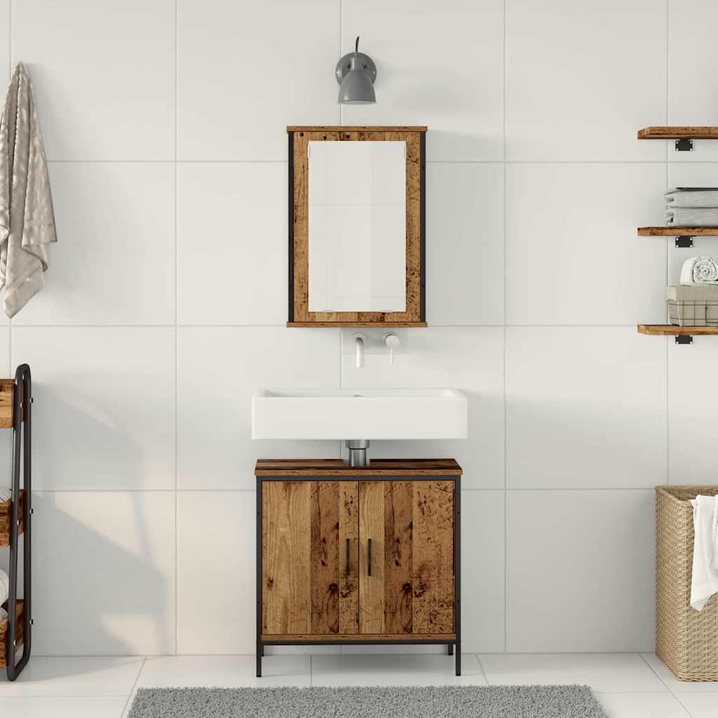 Juego de muebles de baño 2 pcs Marrón Madera contrachapada