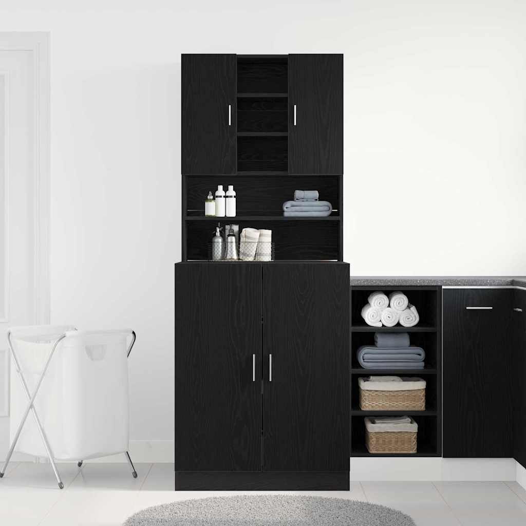 Armario para lavadora 2 pcs Roble Negro 70,5 x 71,5 x 181,5 cm