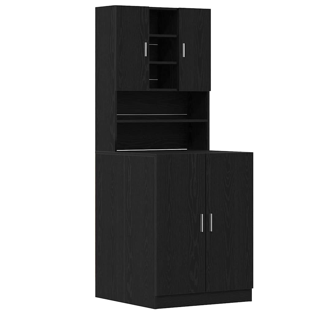 Armario para lavadora 2 pcs Roble Negro 70,5 x 71,5 x 181,5 cm