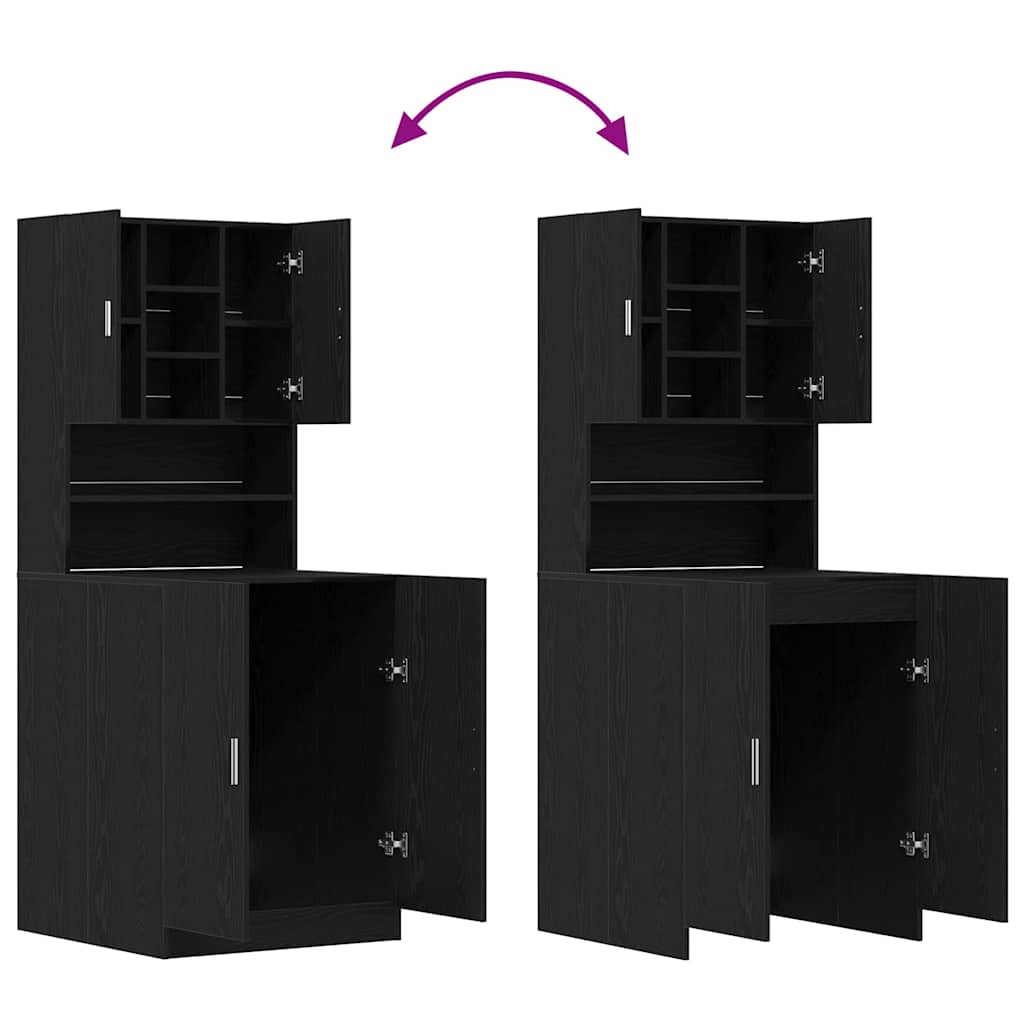 Armario para lavadora 2 pcs Roble Negro 70,5 x 71,5 x 181,5 cm