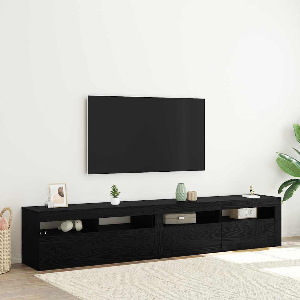 Gabinete de TV 2 pcs Roble Negro 180 x 35 x 40 cm