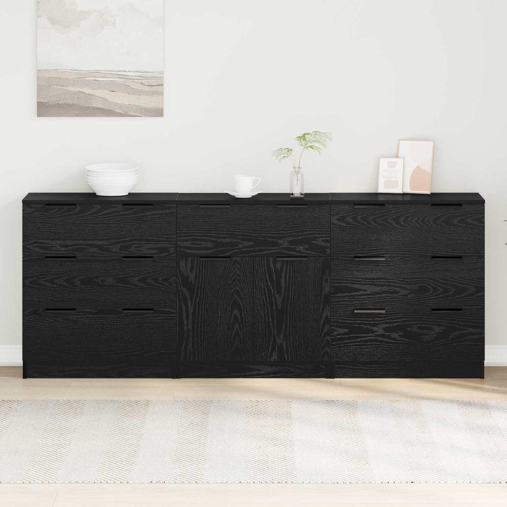 Aparador con cajón 3 pcs Roble Negro 181 x 30 x 70 cm