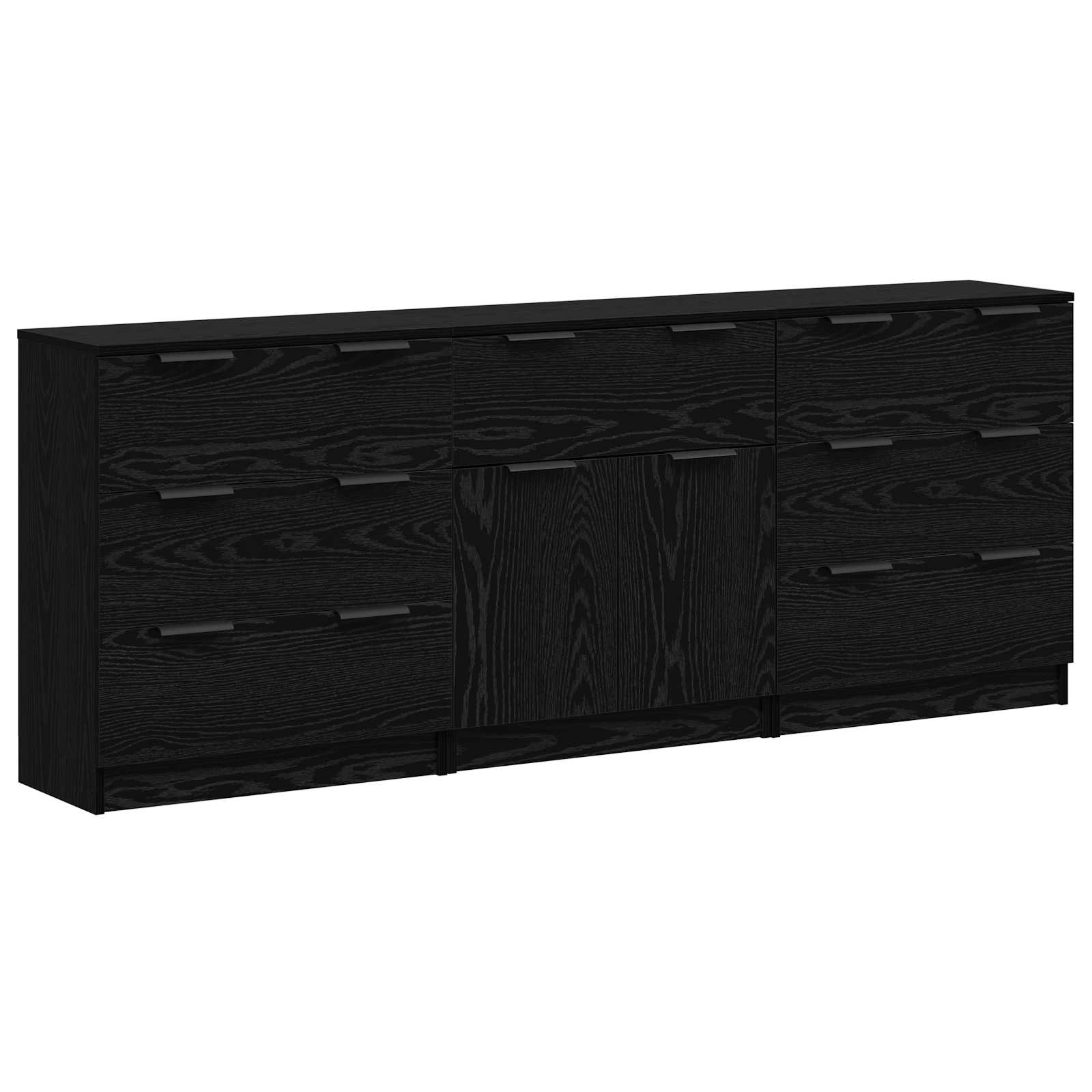 Aparador con cajón 3 pcs Roble Negro 181 x 30 x 70 cm