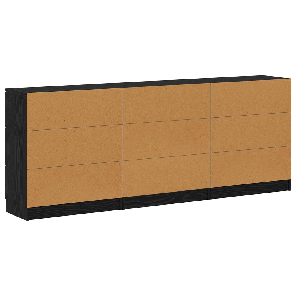 Aparador con cajón 3 pcs Roble Negro 181 x 30 x 70 cm