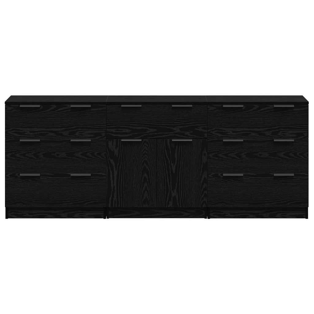 Aparador con cajón 3 pcs Roble Negro 181 x 30 x 70 cm
